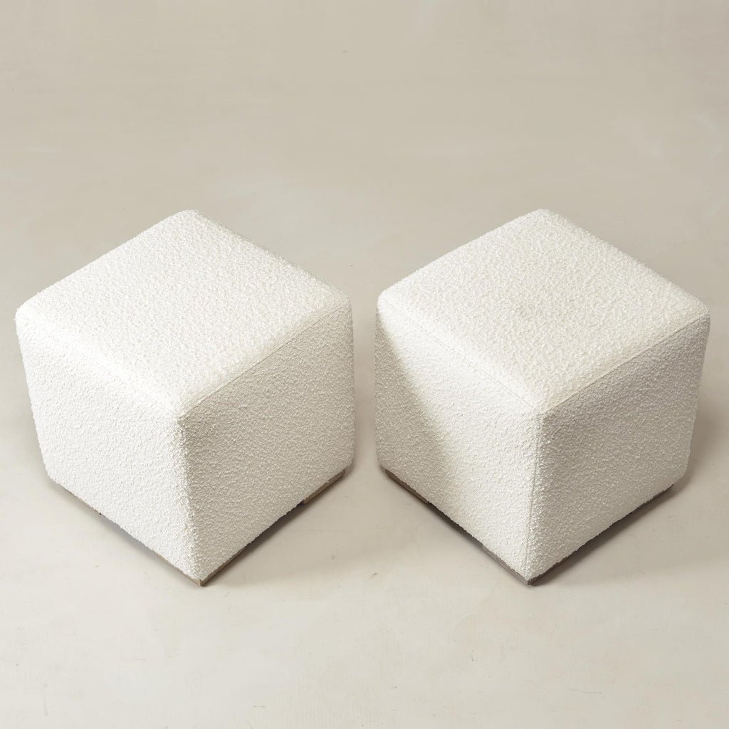 18.5" Wide Modern Square Boucle Ottoman Set of 2