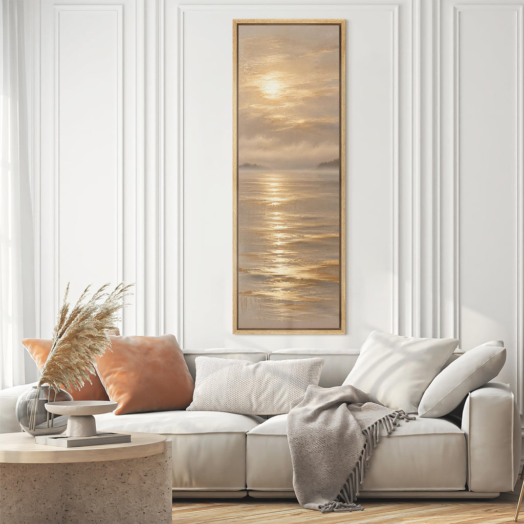 Large Framed Canvas Print Golden Ocean Sunset