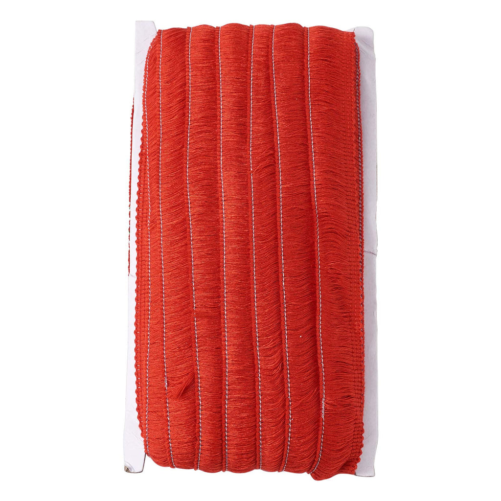 Fringe Trim Tassel 1 Inch Polyester Fibre Lace Ribbon Trim for Sewing Clotheing Home Decors, Dark Red - 27 Yards