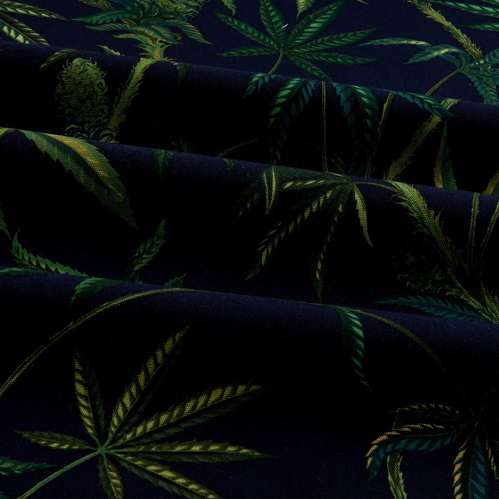 Cannabis Sativa Canvas Navy, Fabric by the Yard