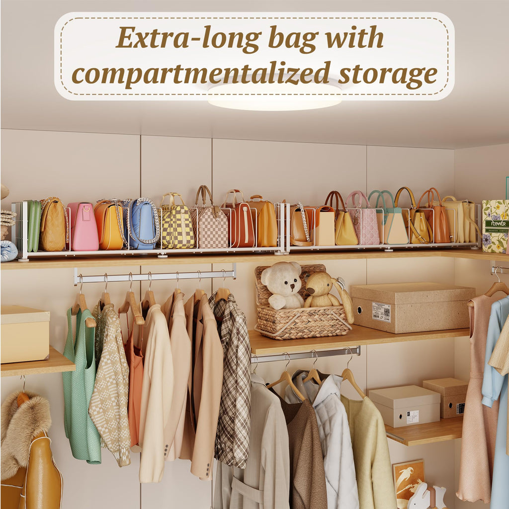 Purse Organizer for Closet, Adjustable Handbag Organizer with Shelf Dividers