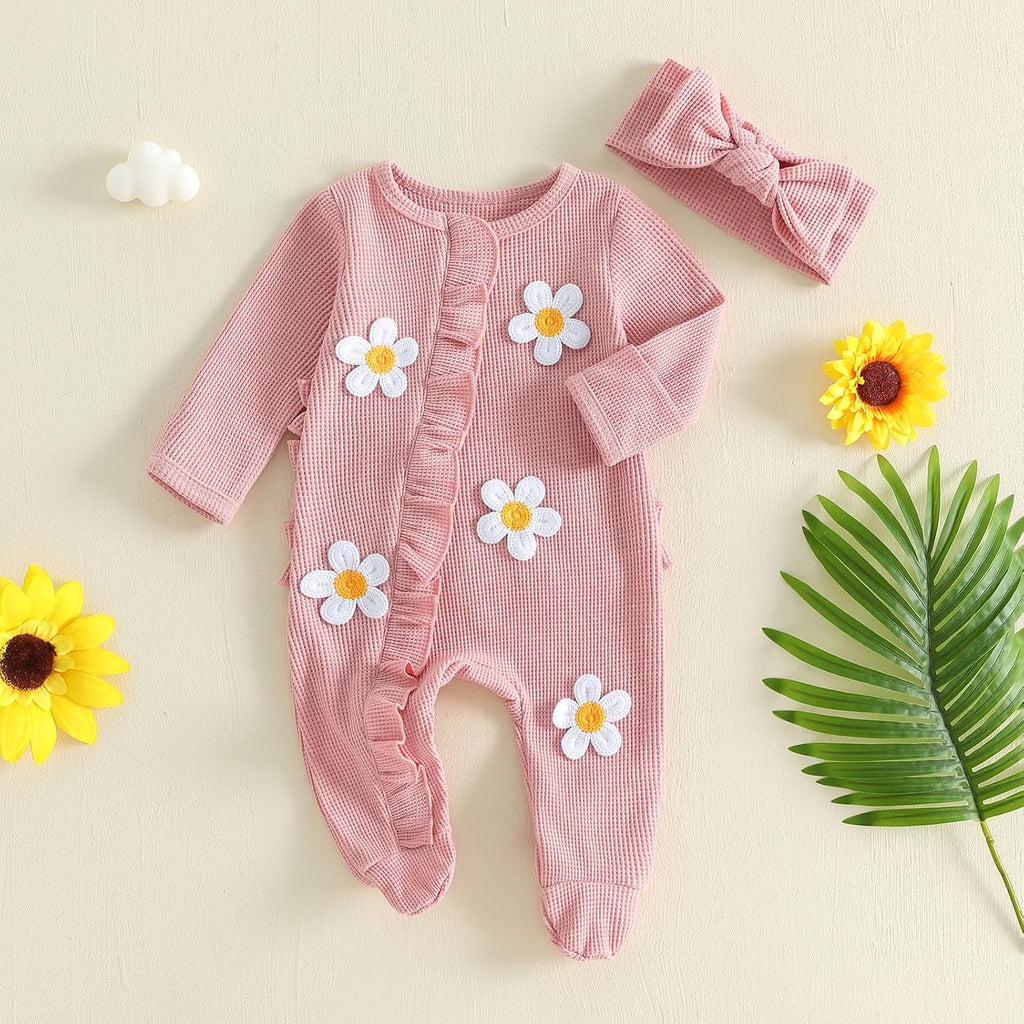 Baby Girl Clothes Ruffle Footed Romper One Piece Jumpsuit