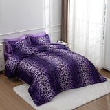 A Nice Night Leopard Printed，Satin Silky Soft Quilt Sexy Luxury Super Soft Microfiber Comforter Quilt Bedding