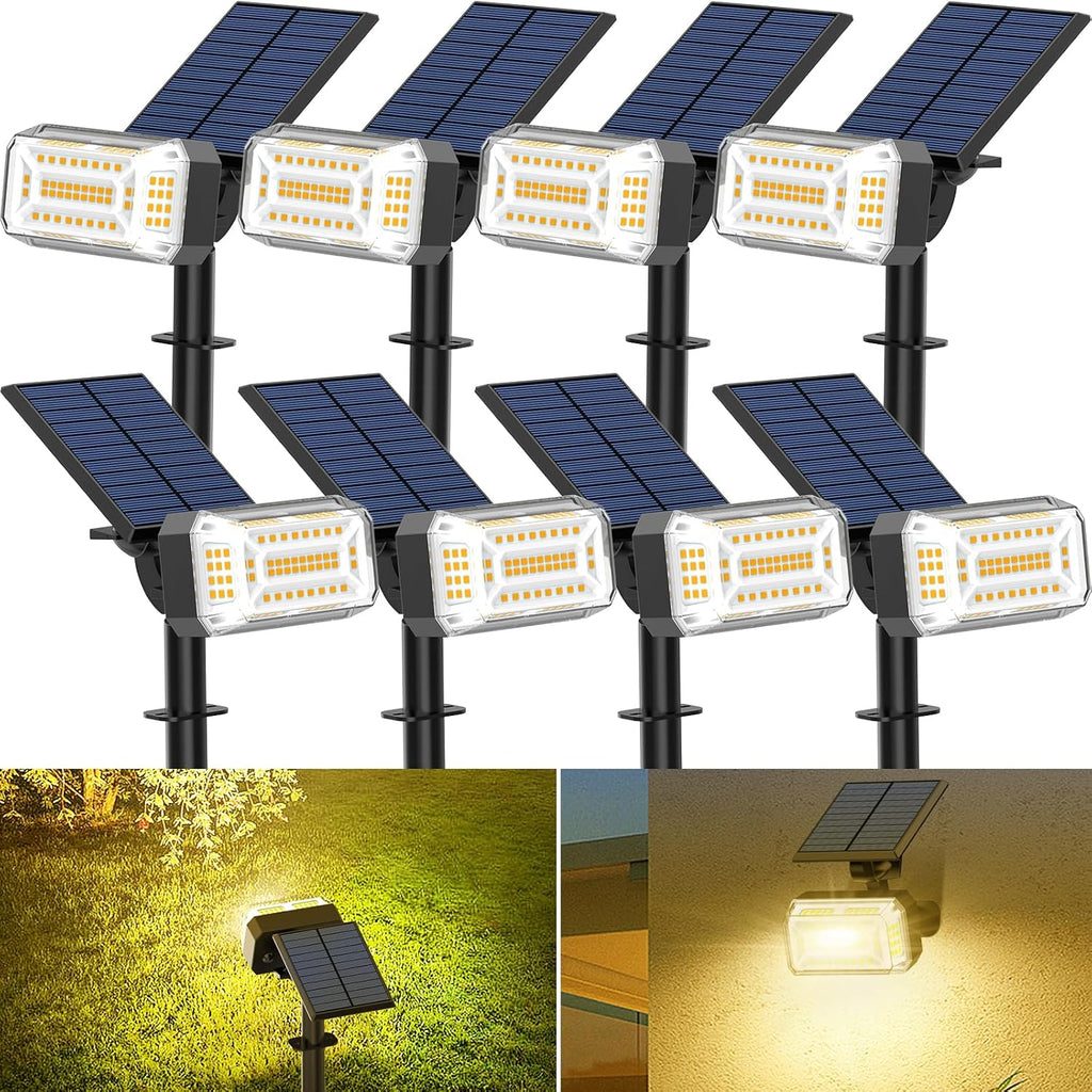 102 LED Solar Spot Lights Outdoor Waterproof IP65, Adjustable Landscape Spotlights, [8 Pack/4 Modes] Auto On/Off