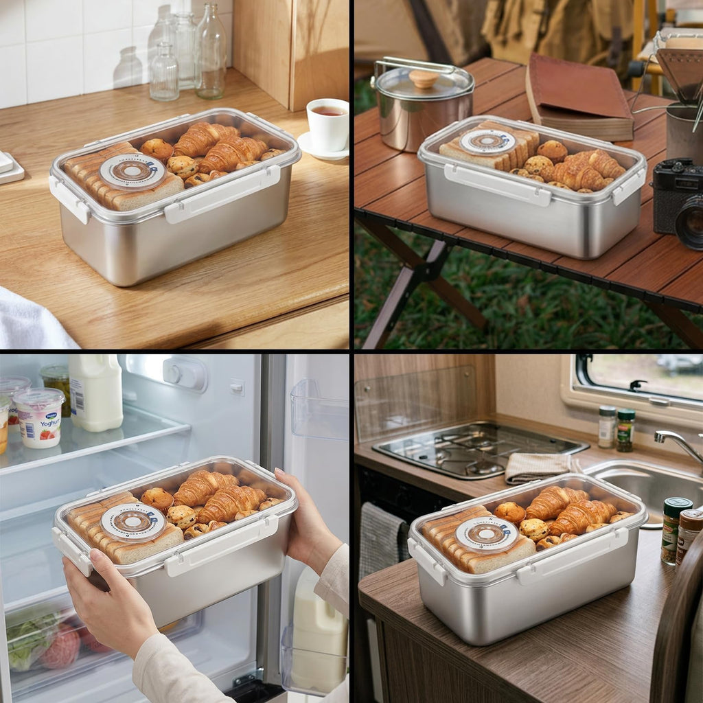 Large Stainless Steel Bread Storage Box with Lid