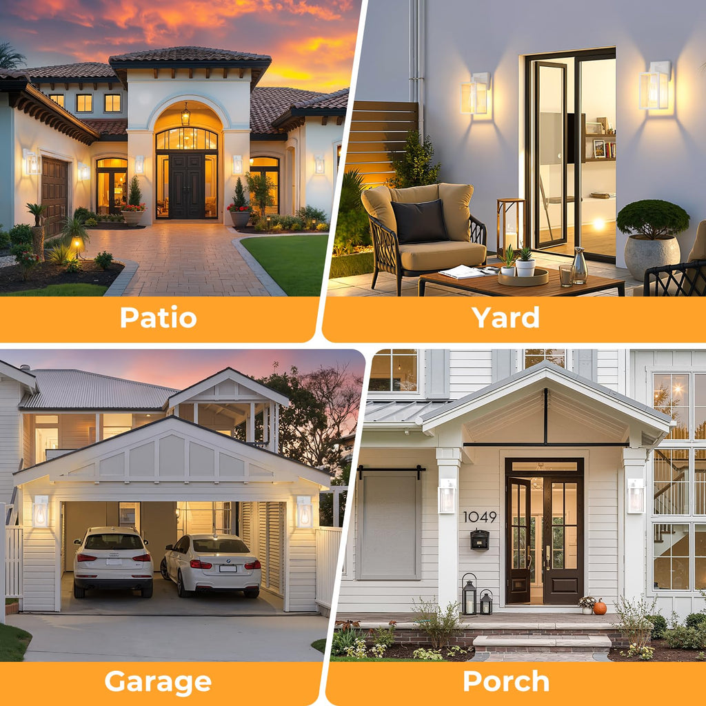 2-Pack Dusk to Dawn Waterproof Wall Light Fixtures Porch Light Wall Lantern