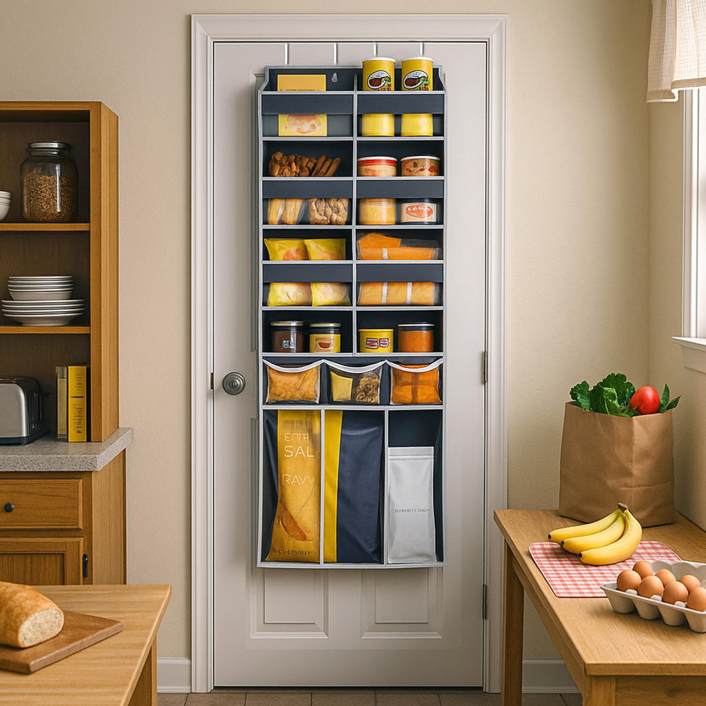 Extra Large Over The Door Organizer with Clear Pockets - 8 Compartments & XL Bottom Storage, Heavy-Duty Hanging