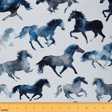 Abstract Horses Watercolor Fabric by The Yard 1 Yard Soft