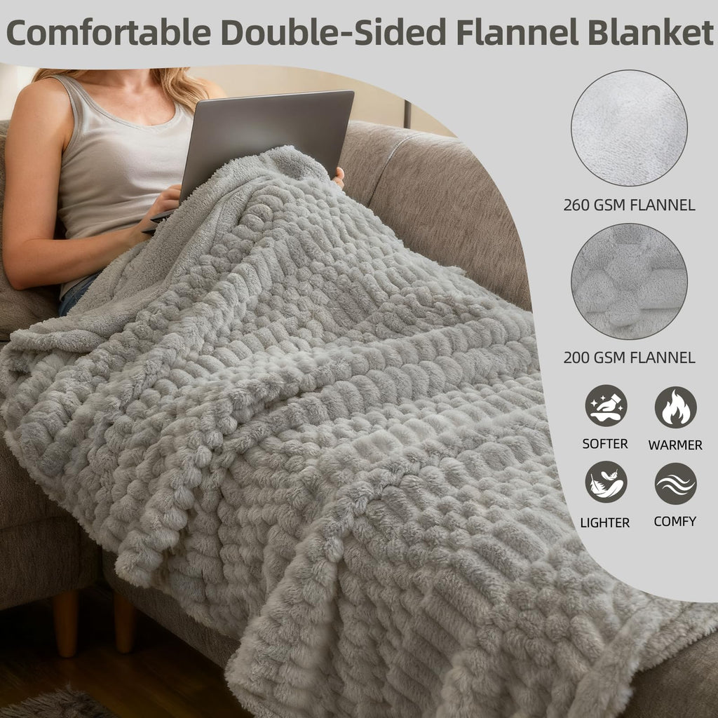 Heated Blanket Flannel Blanket Throw, 50"X 60"Electric Heating Blanket with ETL & FCC & 12 Heating Levels & Auto Shut