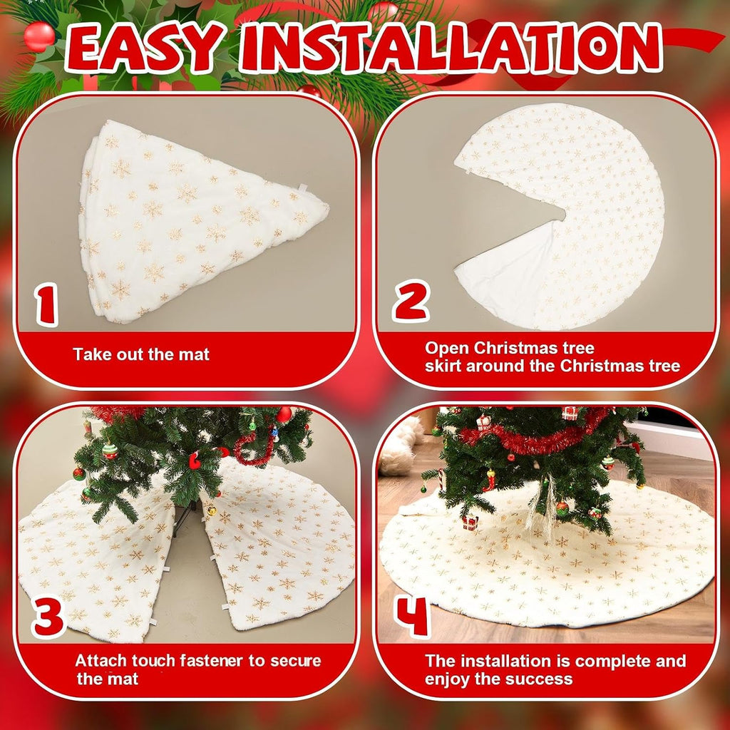 Christmas Tree Skirt, 72 Inches Large White Xmas Tree Skirt Cover