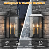 Dusk to Dawn Outdoor Wall Lantern 2-Light, 20.6" Large Outside Wall Sconce, Modern Black Wall Light Fixture with Glass