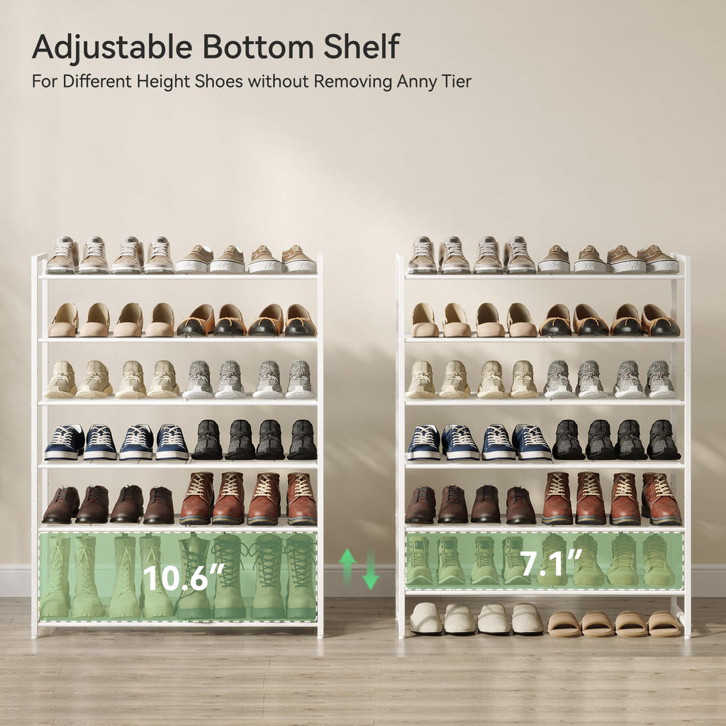 Shoe Rack, Metal Shoe Organizer, 6 Tier Garage Shoe Rack Max Holds 30 Pairs, Shoe Storage Shelf for