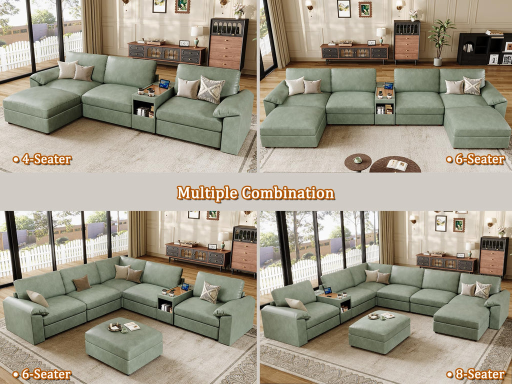 Modular Sectional Couch, U shaped Couch, Green