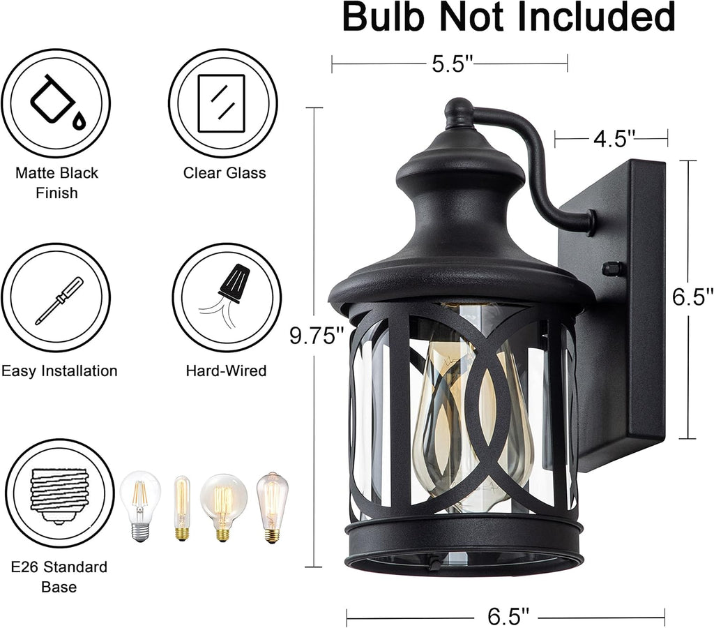 2-Pack Outdoor Wall Lights, Porch Lights, Waterproof Outdoor Wall Sconce