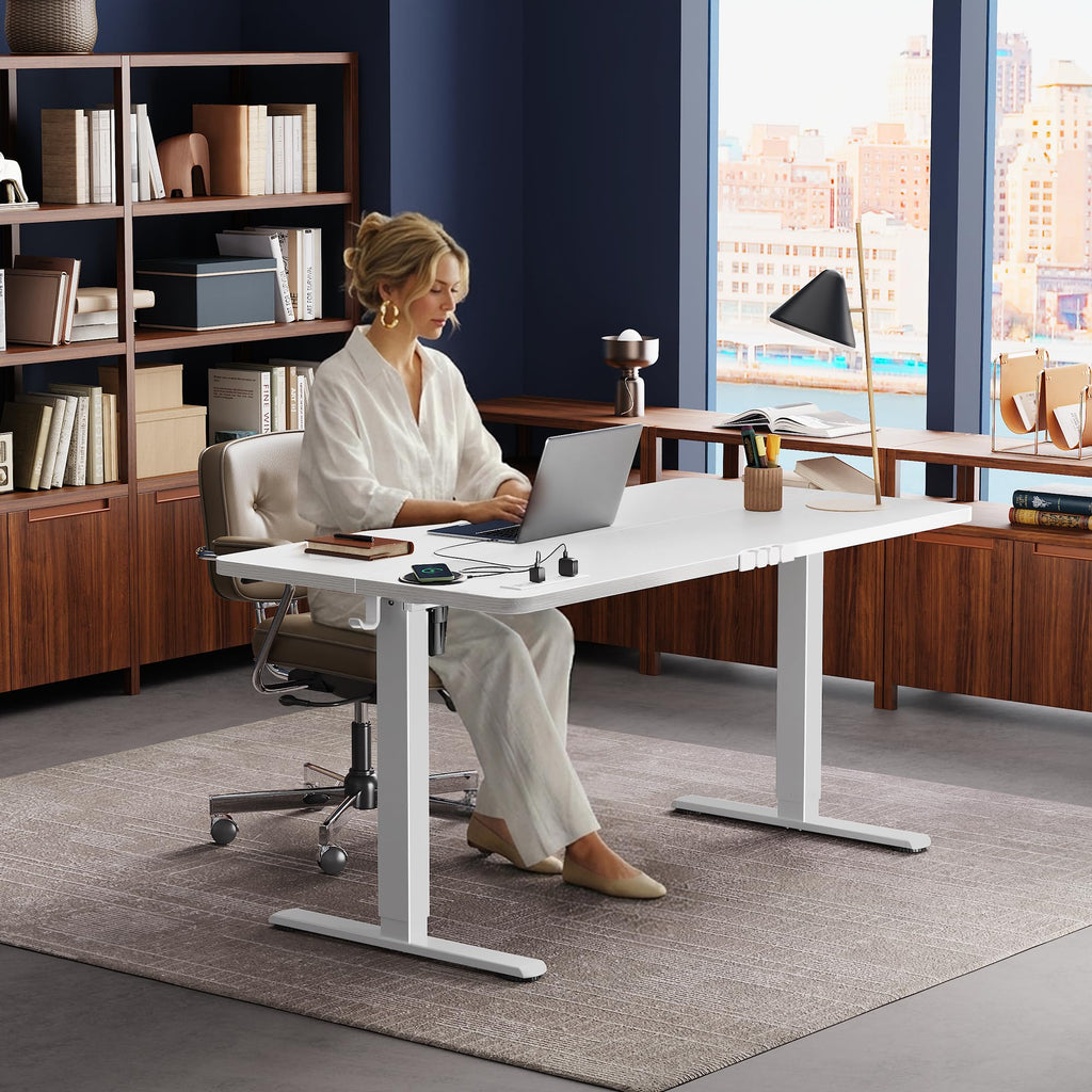 55 X 24 Inch Electric Standing Desk with Power Outlets and USB-C Port, Height Adjustable Desk, Sit Stand Desk