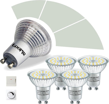 MR16 GU10 LED Dimmable Light Bulb, Energy Efficient 7W Equivalent 75W, GU10 Base, Daylight White 5000K, 750 Lumens