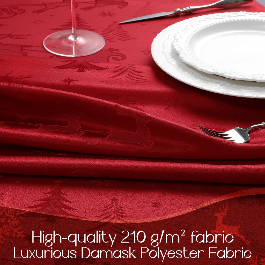 Christmas Jacquard Rectangle Tablecloth, 60 x 120 Inch, Red
