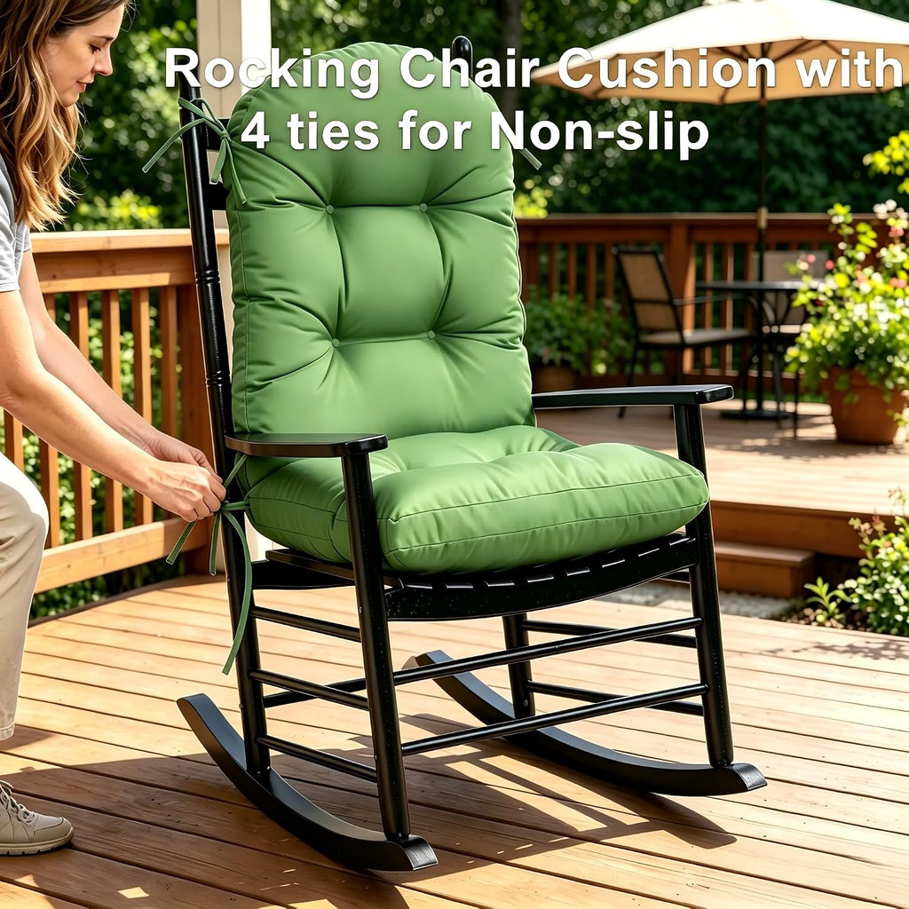 Outdoor High Back Chair Cushion for Adirondack, All Weather Rocking Chair Cushions Thick Padded Replacement