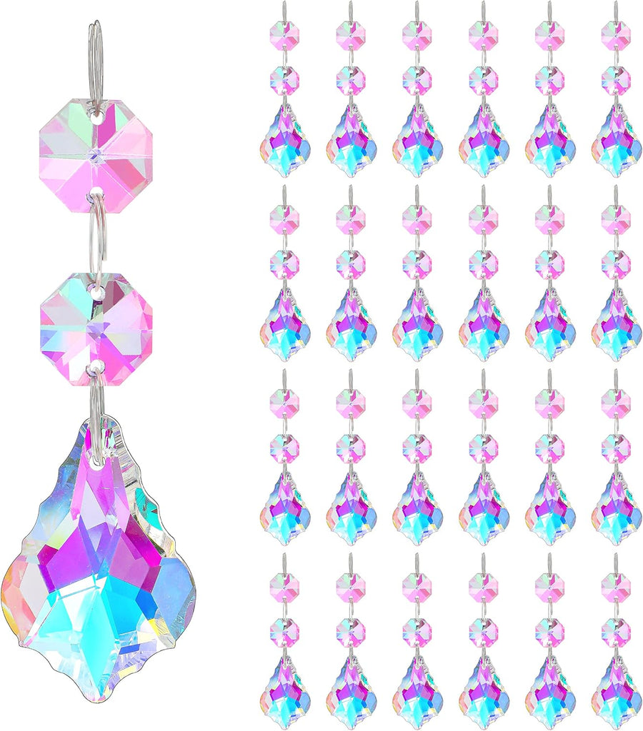 25pcs 38mm Crystal Chandelier Prism Pendants, Suncatchers Hanging Crystals - Horse Eyes Chandelier Prism Replacement
