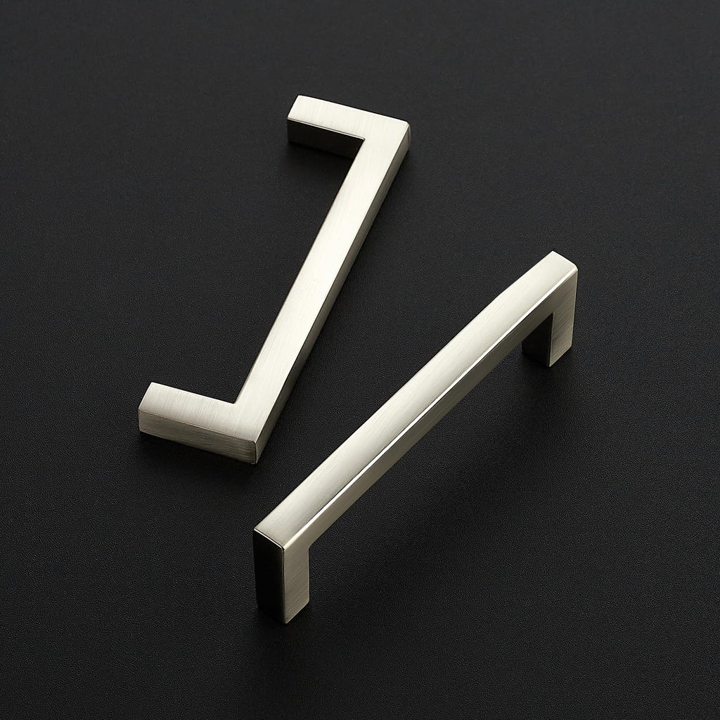 Brushed Nickel Square Solid Cabinet Handles, 3-1/2 Inch, 20 Pack