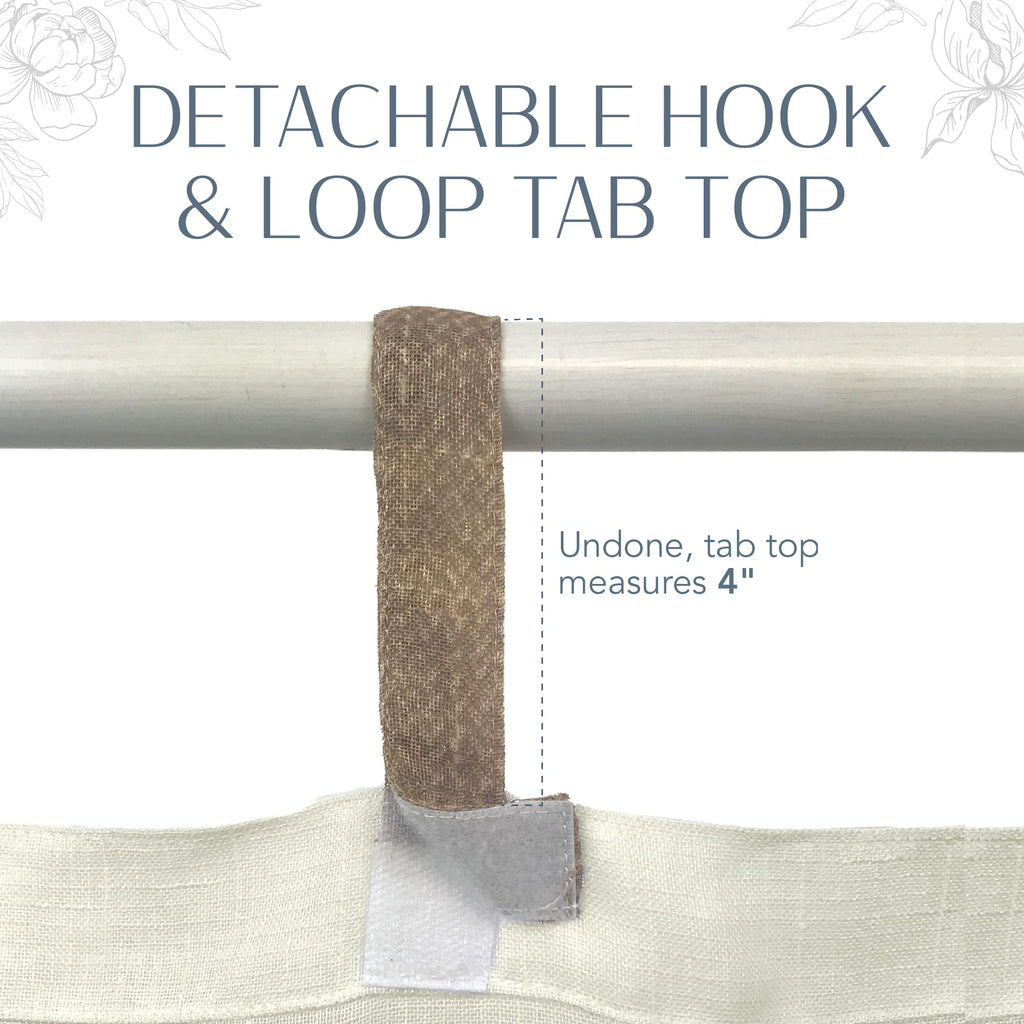 Darien Solid Indoor/Outdoor Sheer Adhesive Loop Tab Top Window Curtain Panel, Ivory - 52" W x 108" L