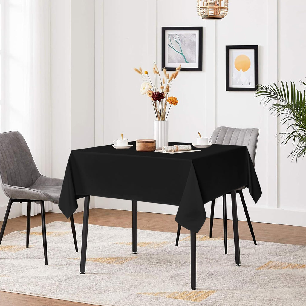 Black Square Tablecloths 54x54 Inch Fabric Table Cloth, 2 Pack