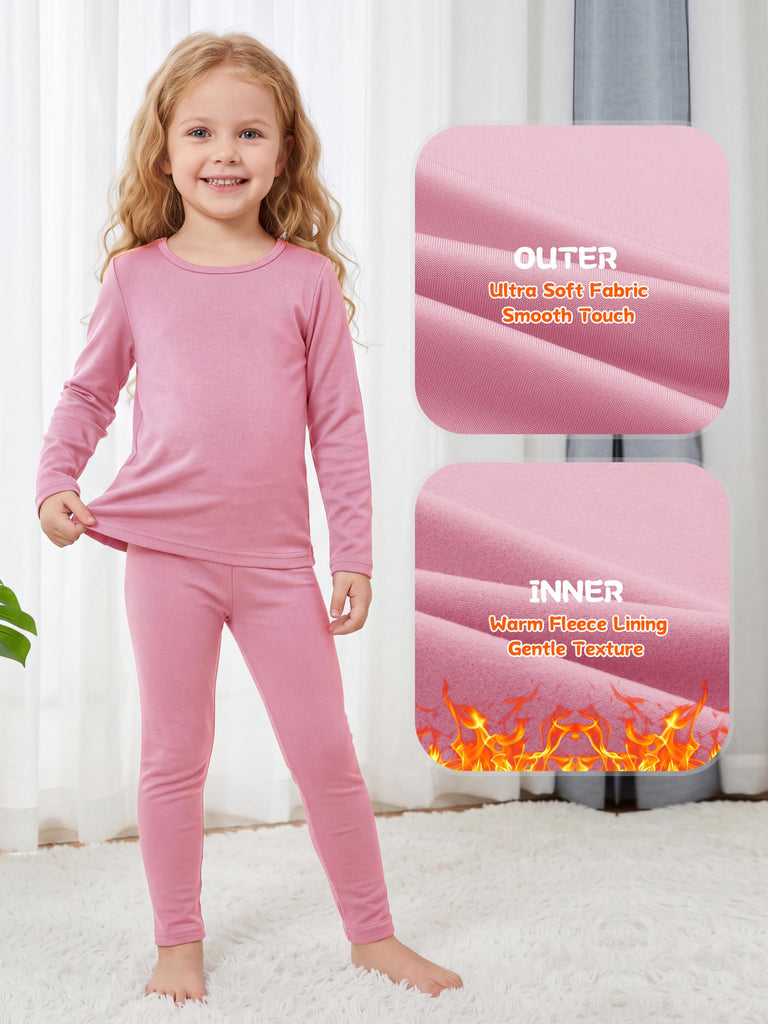 Toddler Fleece Lined Thermal Underwear Set Base Layer Long Johns for Kid ﻿