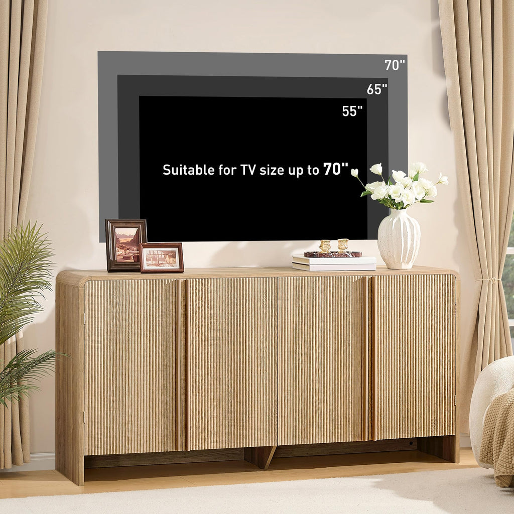 63" Modern Fluted TV Stand with Storage
