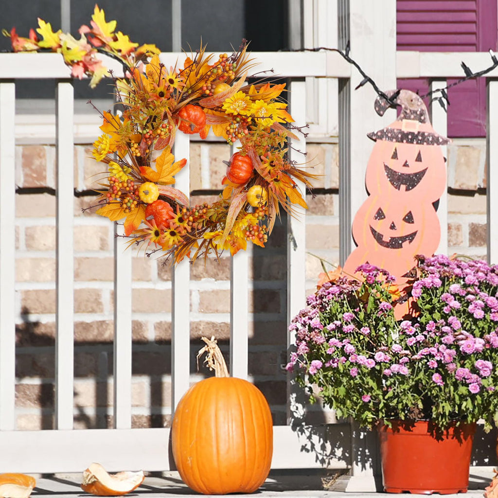 19In Fall Wreaths Front Door Decor Autumn Thanksgiving