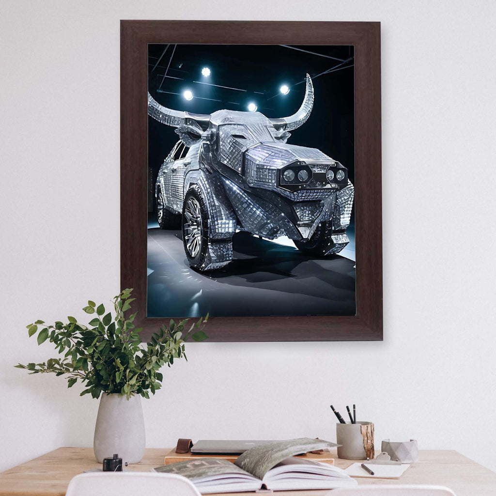 Diamond Luxury Car Poster Canvas Wall Art - Glam Supercar Print for Garage, Man Cave & Living Room - 11x14 Rolled