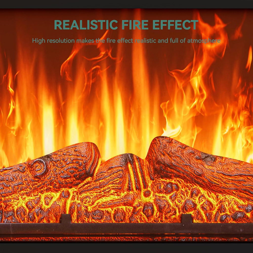 24" Electric Fireplace Insert, Fireplace Heaters with Log Set