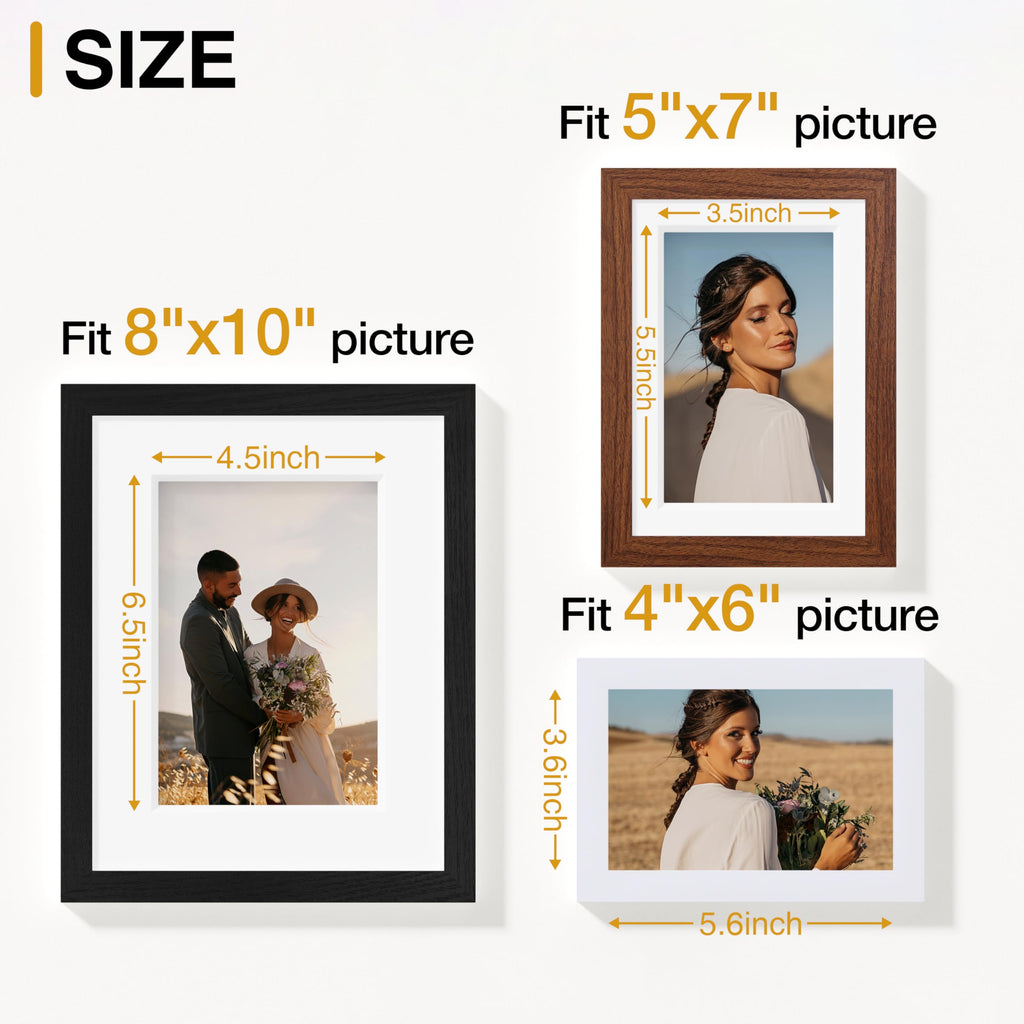 15 Pack Gallery Wall Frame Set, Black, Walnut Brown, White