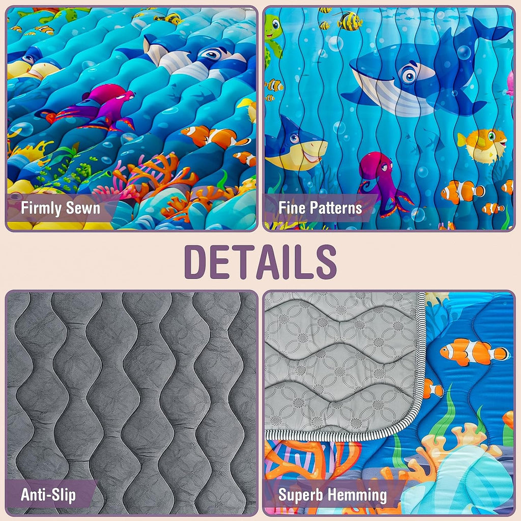 Play Mat, 50x50 Thickened Playpen Mat, Waterproof & Non-Slip, Foldable Play Mat for Floor, Machine Washable Crawling