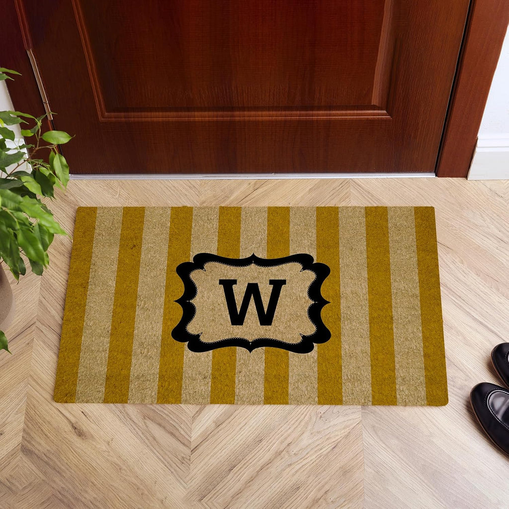 Custom Striped Monogram Doormat Personalized Initial Welcome Mat Non-Slip Rubber Indoor Outdoor Rug Home Office