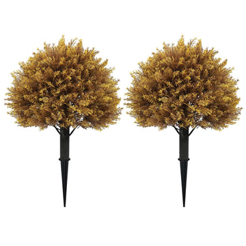 24" Artificial Outdoor Fall Plants, Cedar Topiary Bushes Shrubs Set of 2