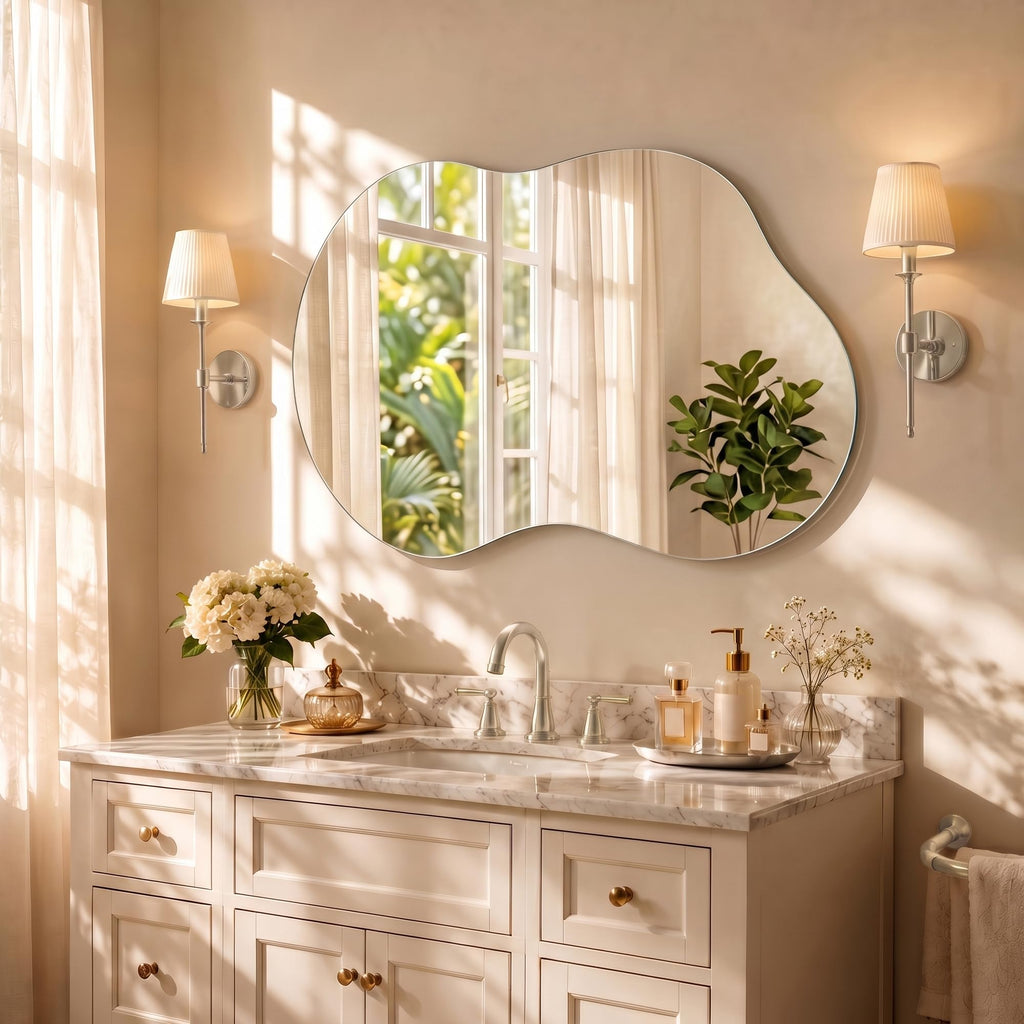 Bathroom Mirror for Over Sink-Frameless Home Decor Wall 24"x 36" Single