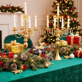 5-Arm Candle Centerpieces for Tables: Gold Metal Candle Holders, Vintage Candelabra Centerpieces, 20.3" Tall
