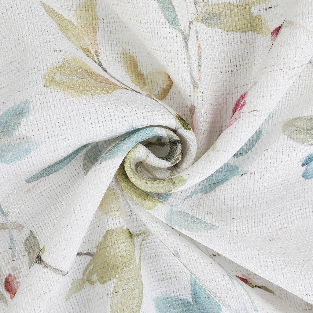 Roman Linen Blend Curtains 84 Inch Length 2 Panels Set, Light Filtering Floral Vintage Curtains Printed Drapes for