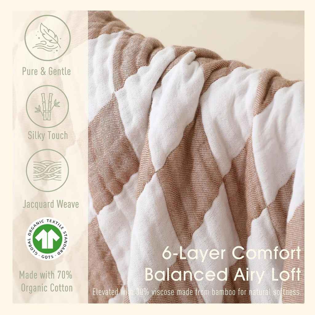 Ultra Soft Muslin Baby Blanket,A Versatile Swaddle and Bed Blanket for Babies, Toddlers, Boys, and Girls (1 Coffee