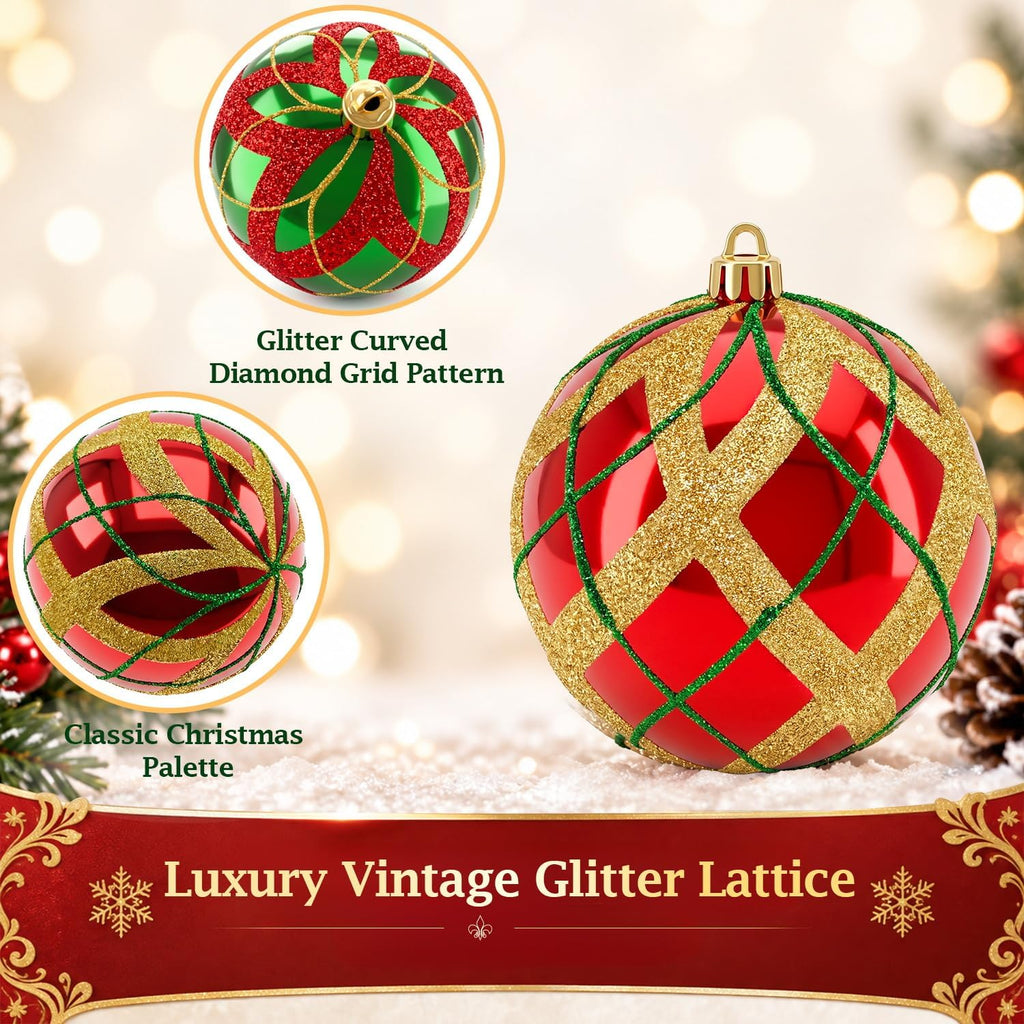 Large Christmas Ball Ornaments 4PCS 3.94" Big Shatterproof Balls