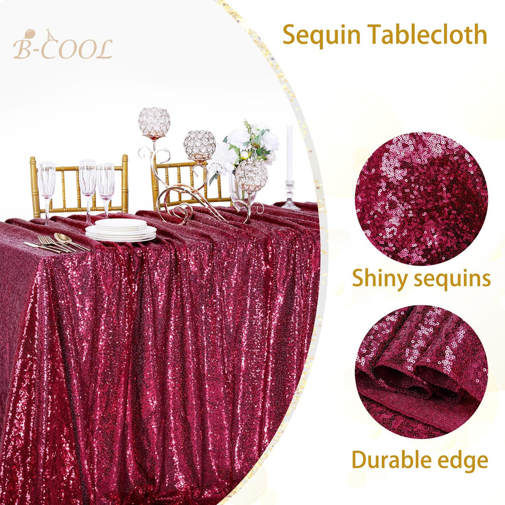 Long Sequin Tablecloth Rectangle Linen Glitter Fabric 6ft Table Decor