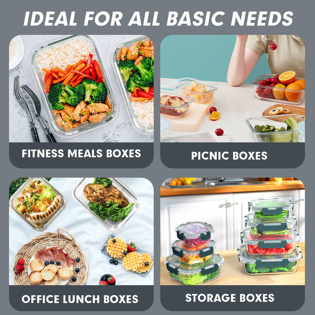 30 Pieces Glass Food Storage Containers Set with Lids, Grey