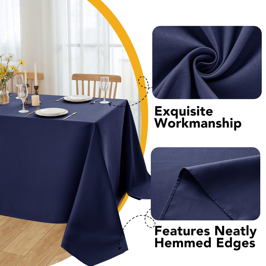 6-Pack Navy Blue Tablecloths for Rectangle Tables, 90 x 132 Inches