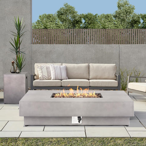 60-inch Fire Pit Table w/Tank Cover, 2-Piece Outdoor Propane/Natural Gas Firepit for Outside Patio