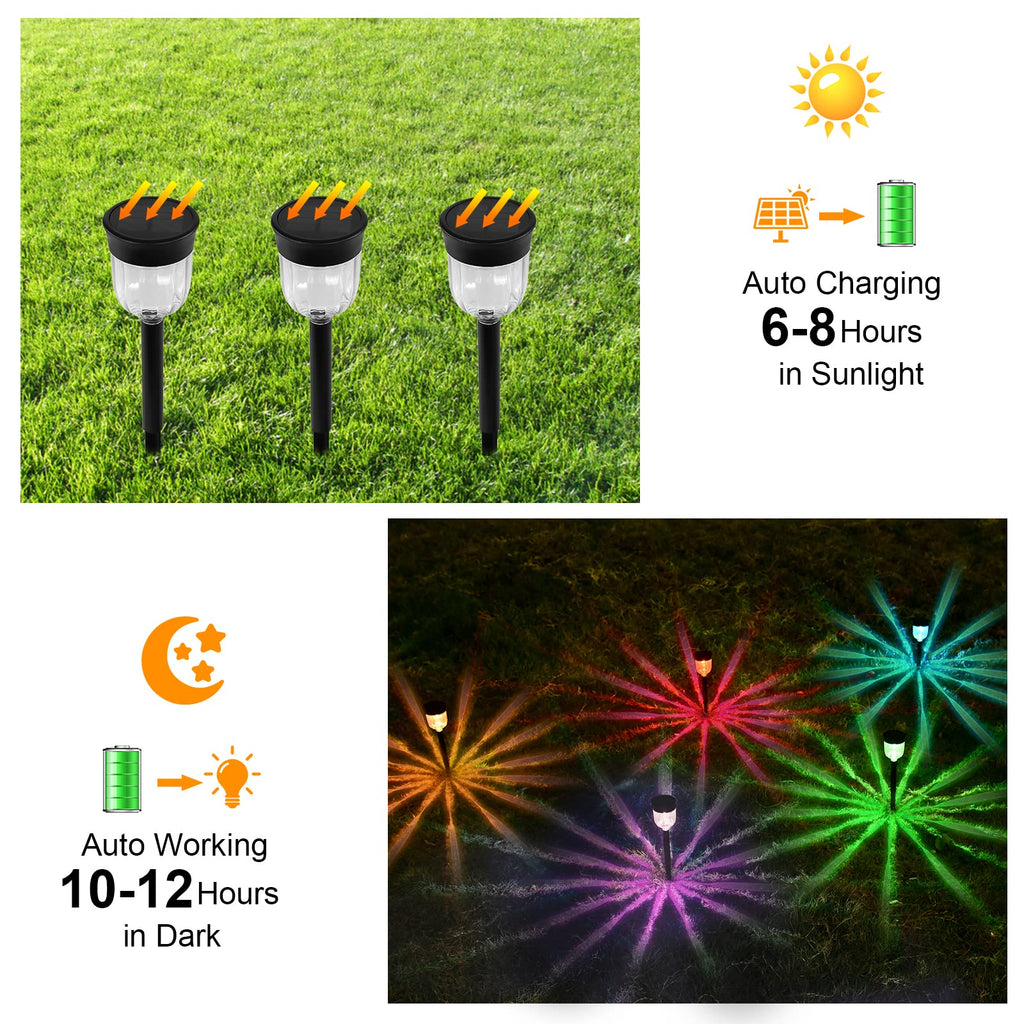Solar Outdoor Path Lights, Color Changing Waterproof IP65 Auto On/Off Solar Landscape Pathway LED Lights for Back