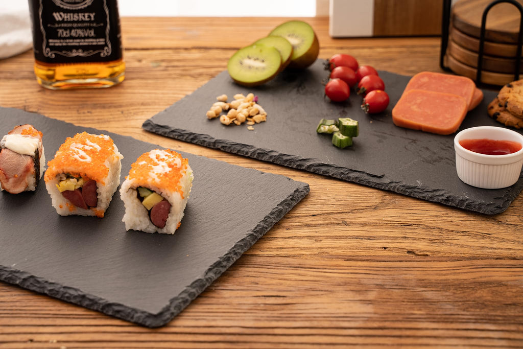 2 Pcs 16x12in Large Slate Cheese Boards Slate Board, Cheese Tray Serving Tray Serving Stone Tray Platter Pacemat