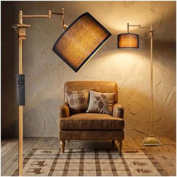 68" Floor Lamp with Remote Bedroom, Antique Gold