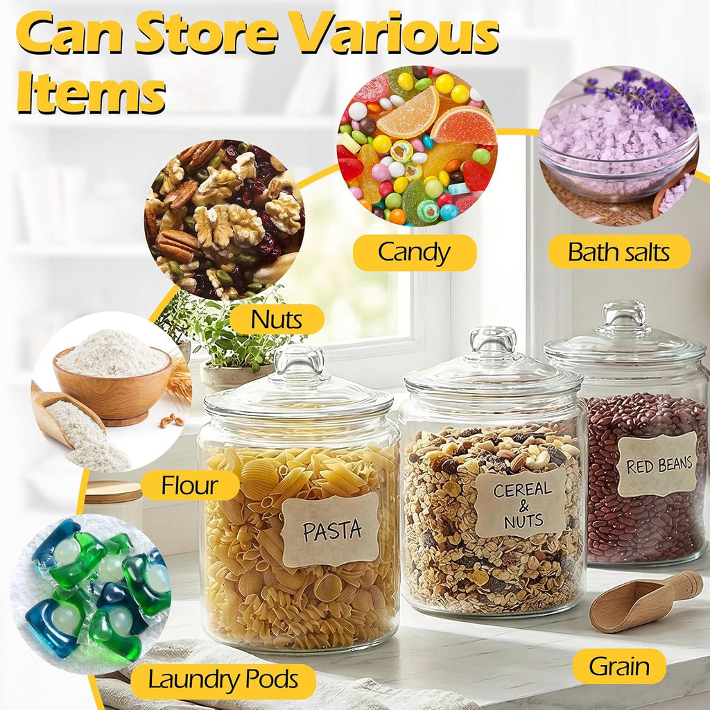 Glass Cookie Jar with Airtight Lid, 1 Gallon, Wide Mouth Storage