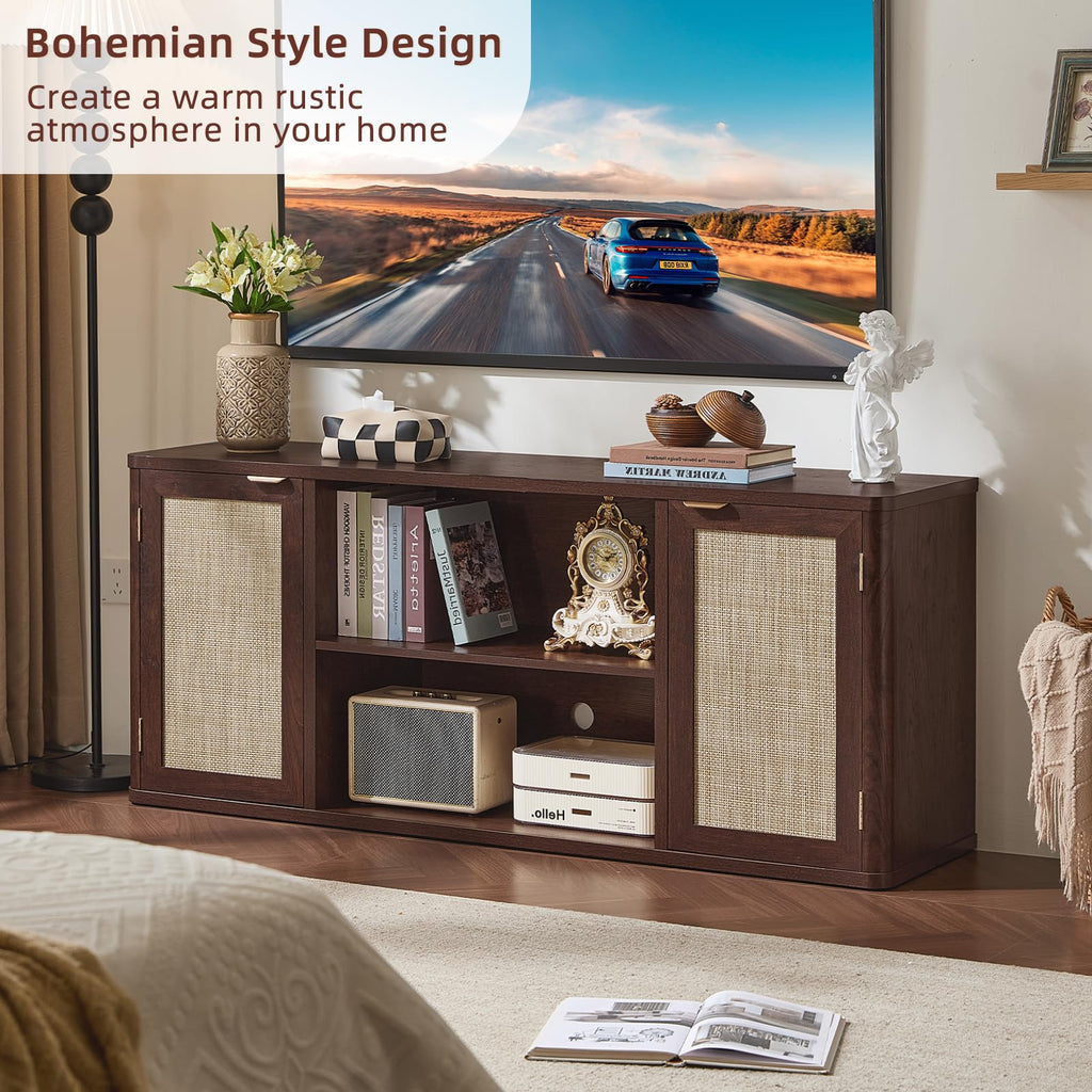 Rattan TV Stands, Walnut