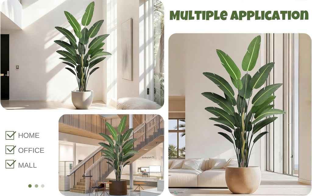 Artificial Bird of Paradise Tree 9FT 25 Thick Matte Texture Leaves Realistic Tall Large Faux Tropical Traveler's Palm